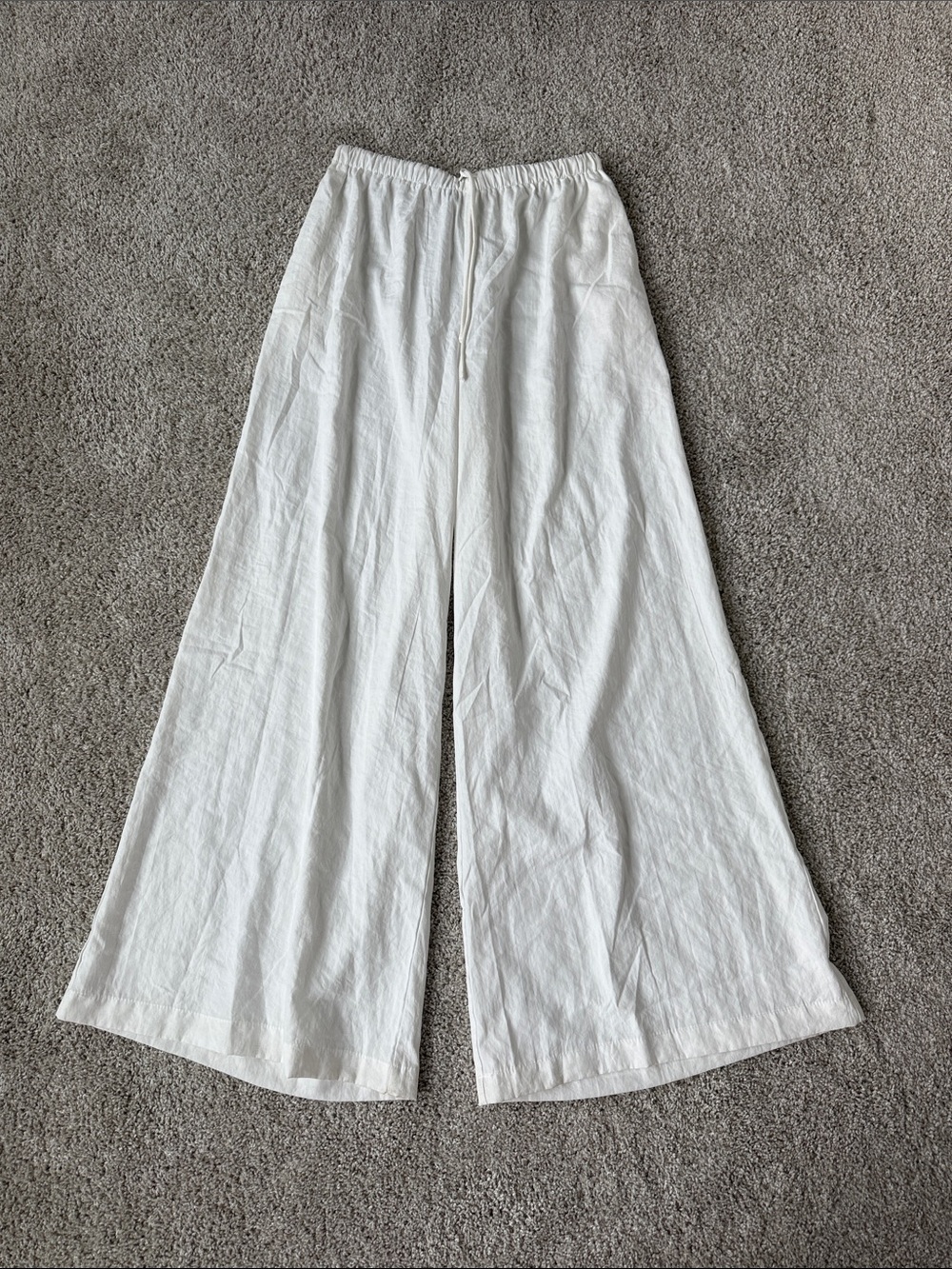 Princess Polly White Wide-Leg Drawstring Pants